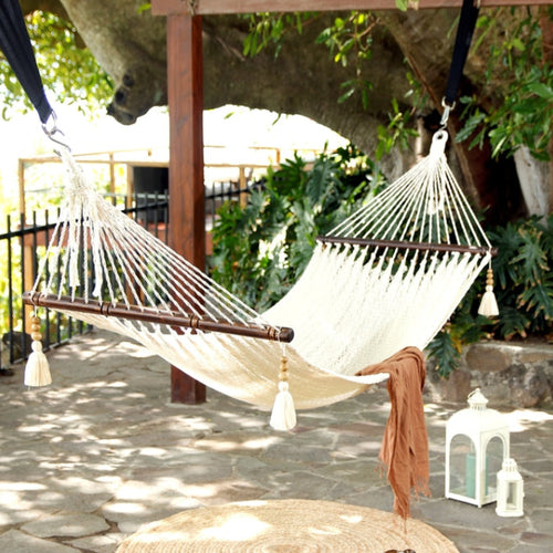 Artisan Woven Hammock With Wood Spreader
